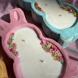 Wooden Bunny Dough Bowl Candles